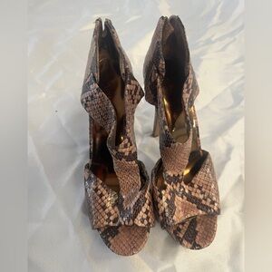 Nine West Brown Snakeskin Heels